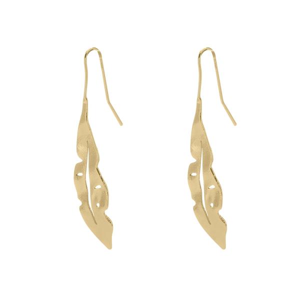 METAL LEAF FISH HOOK EARRING