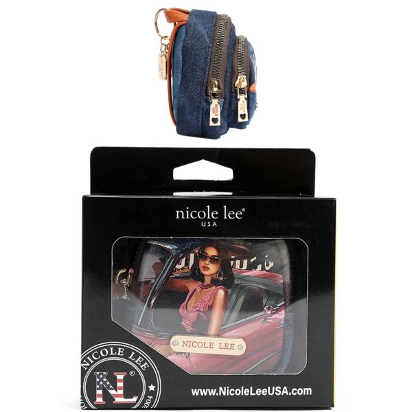 NICOLE LEE DENIM MINI BACKPACK COIN PURSE