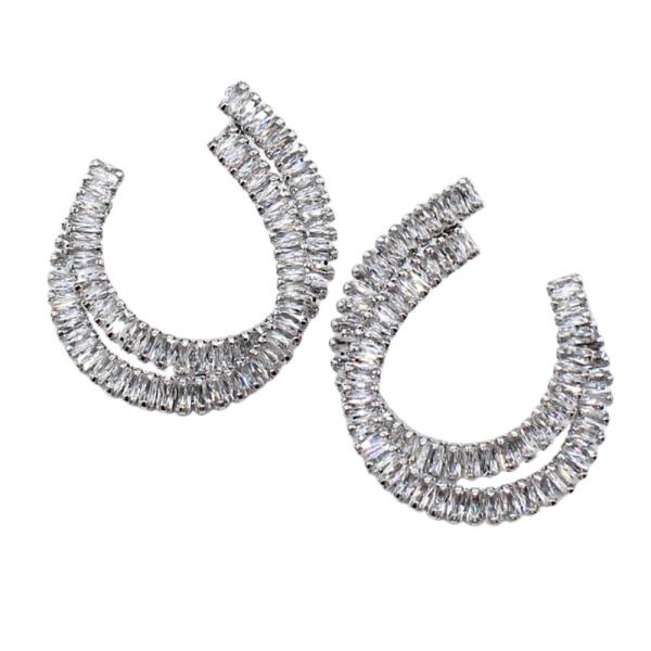 RHINESTONE DOUBLE OPEN HOOP EARRING