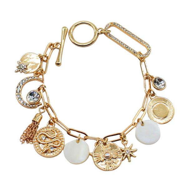 MULTI CHARM TOGGLE CLASP BRACELET