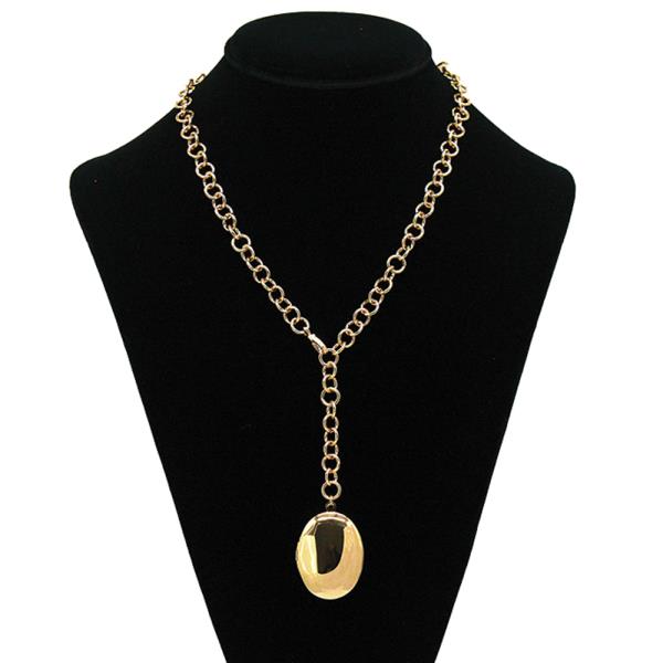 SECRET BOX 14K GOLD STERLING SILVER DIPPED LARGE OVAL LOCKET LONG Y NECKLACE