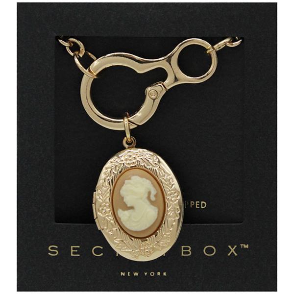 SECRET BOX 14K GOLD STERLING SILVER DIPPED VINTAGE CAMEO LOCKET PENDANT NECKLACE