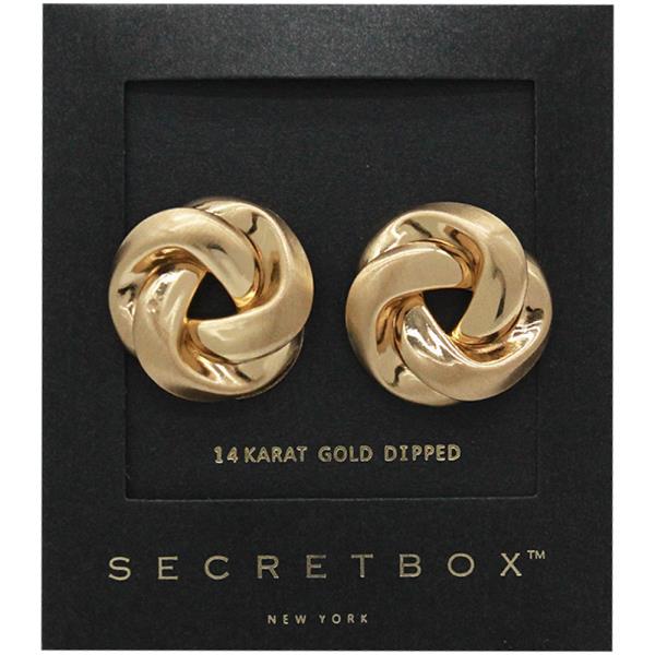 SECRET BOX 14K GOLD DIPPED MATTE BRUSHED KNOT TWIST EARRING