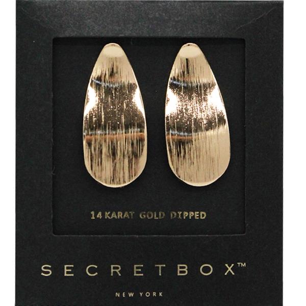 SECRET BOX 14K GOLD SILVER DIPPED SATIN BRUSHED EARRING