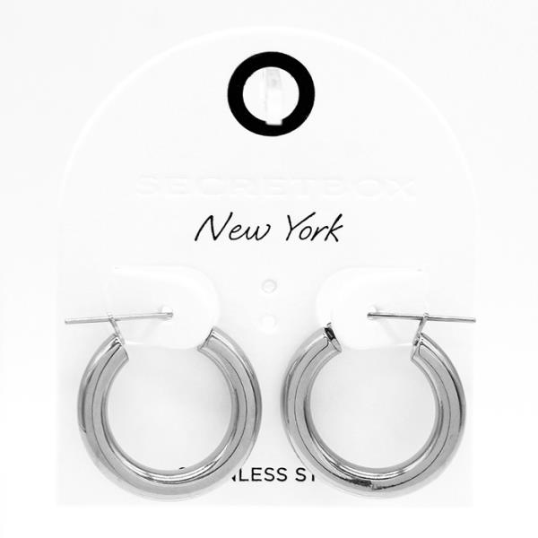 SECRET BOX STAINLESS STEEL PIPE HOOP EARRING