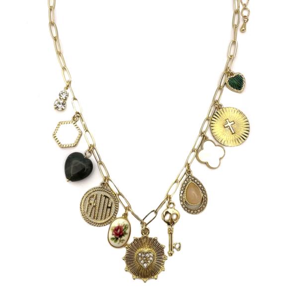 METAL MULTI CHARM NECKLACE