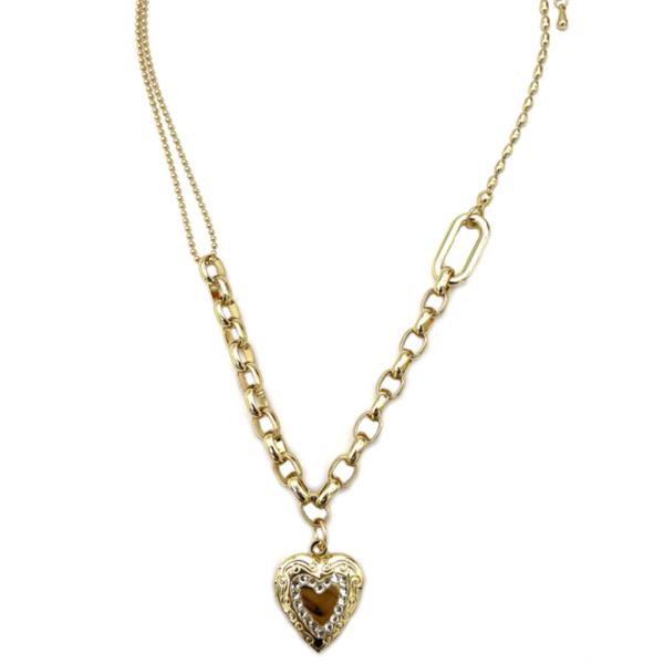 METAL CHAIN HEART PENDANT NECKLACE