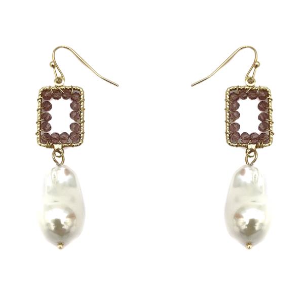 PEARL METAL DANGLE EARRING