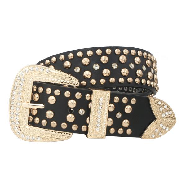 PLUS SIZE RHINESTONE ACCENT BUCKLE WITH STUD STRAP