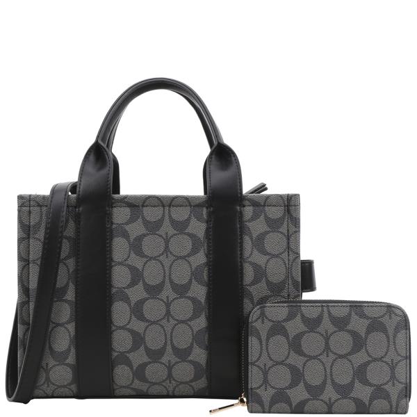 2IN1 OVAL DESIGN SATCHEL W WALLET SET