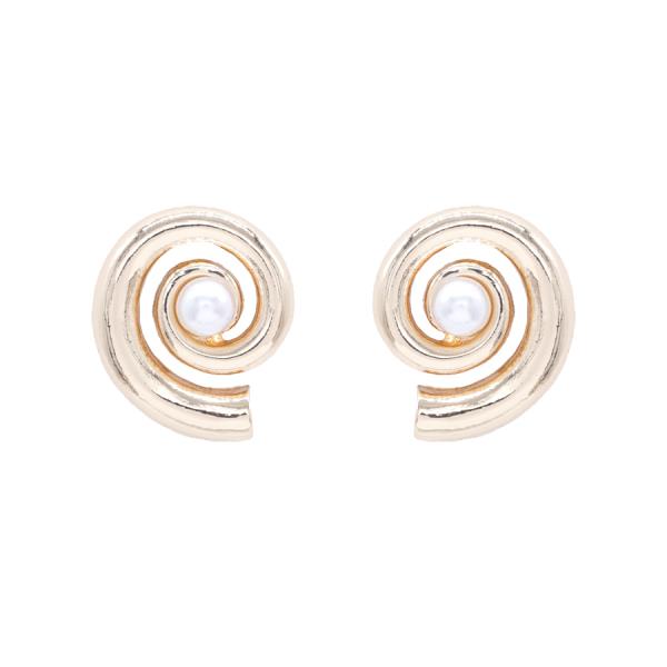 METAL PEARL SWIRL EARRING