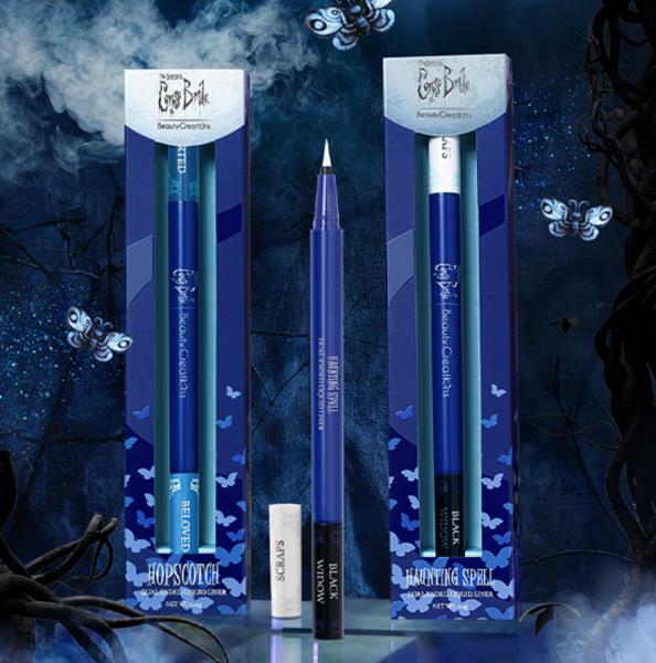 TIM BURTON`S CORPSE BRIDE X BEAUTY CREATIONS "HAUNTING SPELL: SCRAPS/BLACK WIDOW" DUAL-ENDED LIQUID LINER