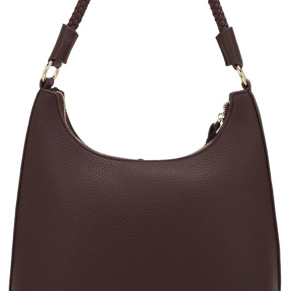 CURVED SMOOTH ZIPPER SHOULDER HOBO BAG