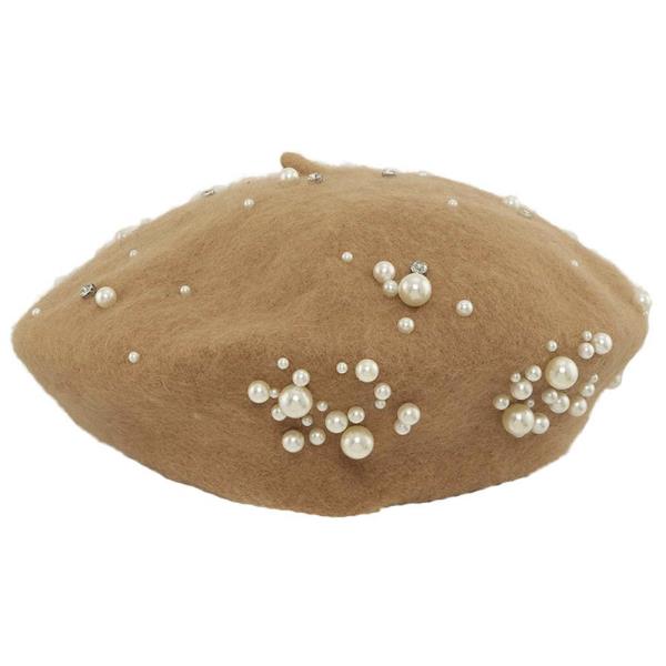 PEARL STONE STUDDED BERET HAT