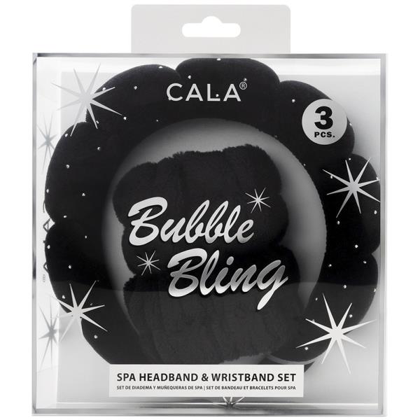 CALA SPA BUBBLE BLING HEADBAND AND WRISTBAND BLACK SET