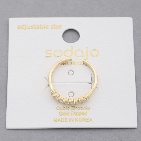 SODAJO CZ ADJUSTABLE GOLD DIPPED RING