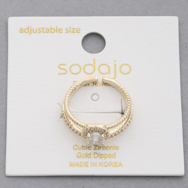 SODAJO CZ ADJUSTABLE GOLD DIPPED RING