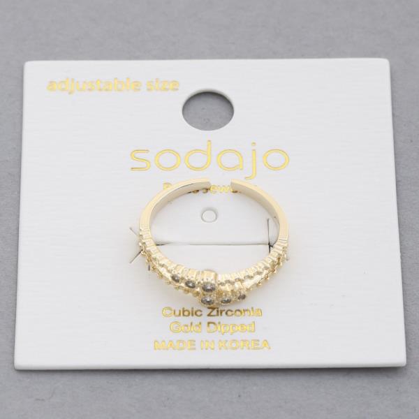 SODAJO CZ ADJUSTABLE GOLD DIPPED RING