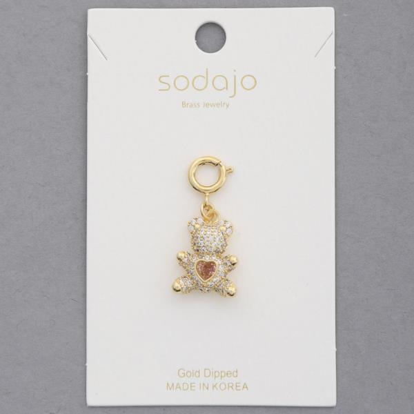 SODAJO TEDDY BEAR GOLD DIPPED NECKLACE CHARM