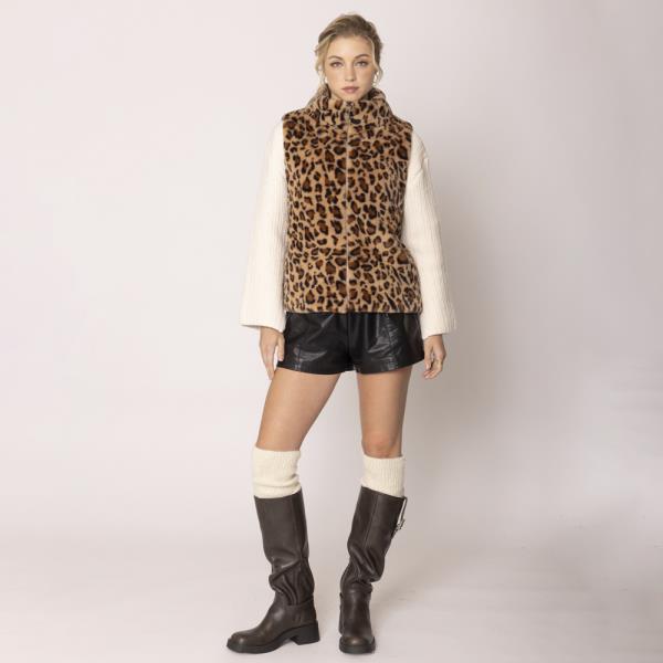 LEOPARD FAUX FUR VEST