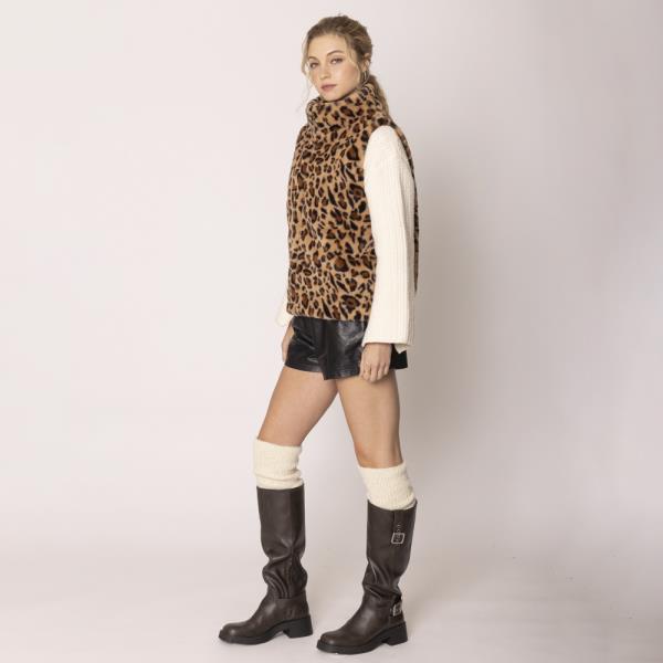 LEOPARD FAUX FUR VEST