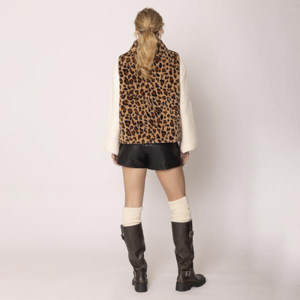 LEOPARD FAUX FUR VEST