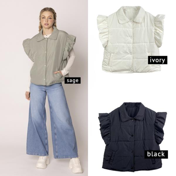 (PRE ORDER) RUFFLE SLEEVE PADDED VEST