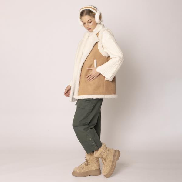 FAUX SHEARLING AVIATOR VEST