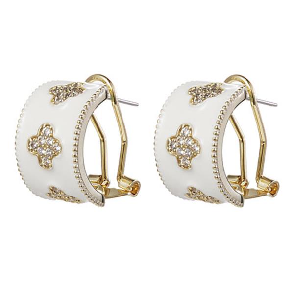 WHITE ENAMEL CZ EARRING