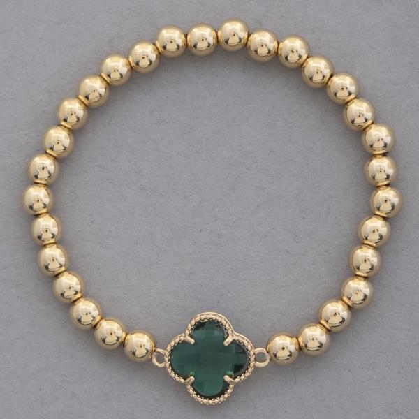 CLOVER CHARM BALL BEAD STRETCH BRACELET