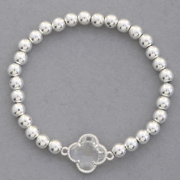 CLOVER CHARM BALL BEAD STRETCH BRACELET