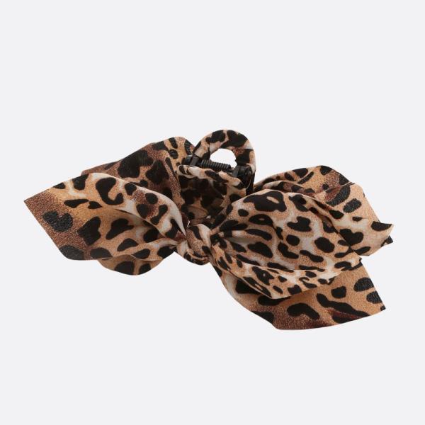 ANIMAL PRINT BOW CLAW HAIR CLIP