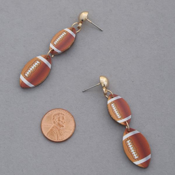 DOUBLE FOOTBALL DANGLE EARRING