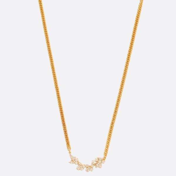 SODAJO FLOWER RHINESTONE GOLD DIPPED NECKLACE