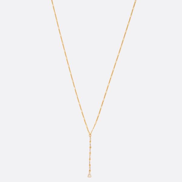 SODAJO DAINTY CRYSTAL Y SHAPE GOLD DIPPED NECKLACE