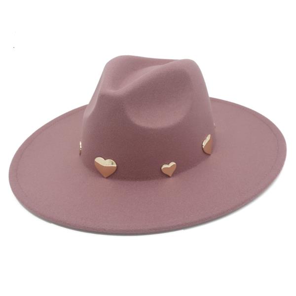 HEART STUDDED FEDORA HAT