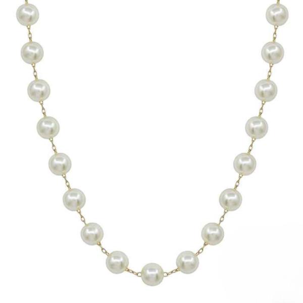 10MM PEARL WITH CHAIN ACCENT MAGNETIC CLASP SHORT NECKLACE