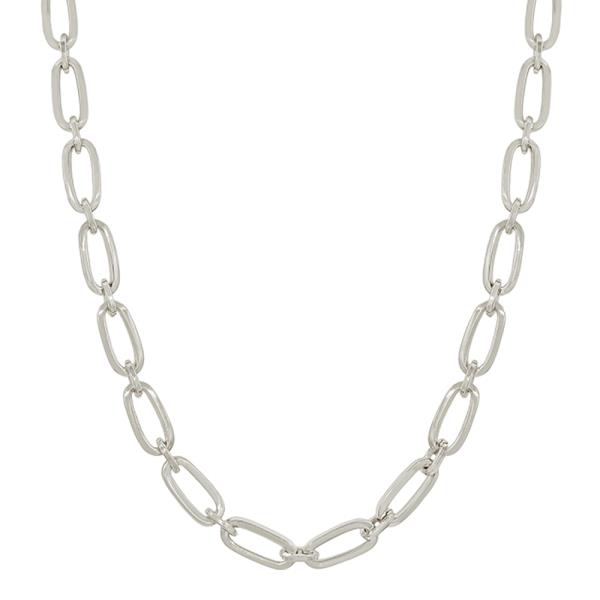 OVAL SHAPED METAL LINKED CHAIN SHORT NECKLACE