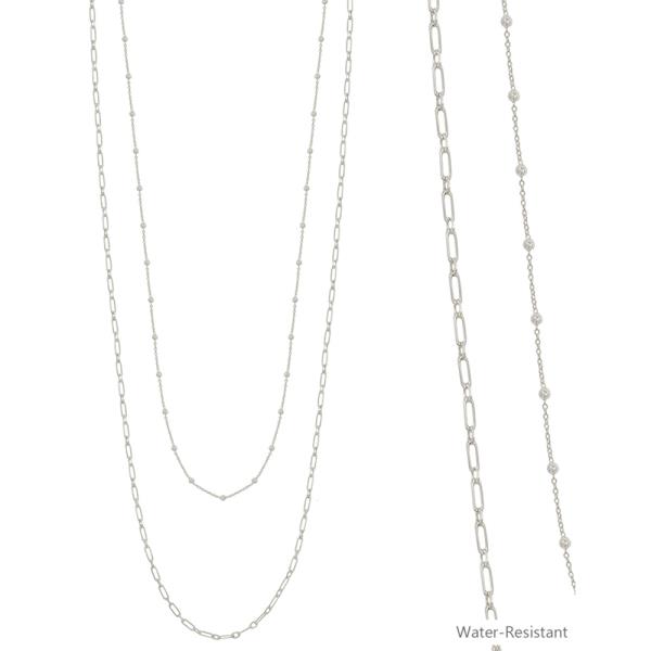 2 LAYERED CCB ACCENT CHAIN LINK NECKLACE