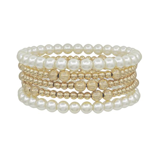 5 SET TEXTURED CCB 7 PEARL BRACELET