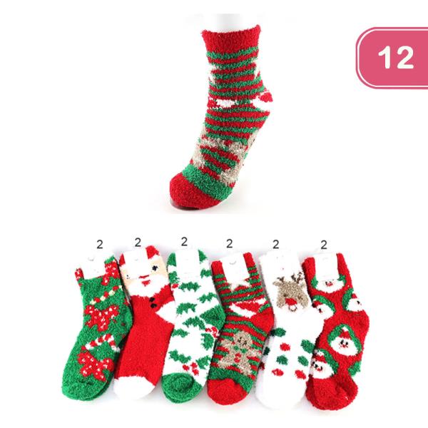 WARM FUZZY CHRISTMAS SOCKS (12 UNITS)