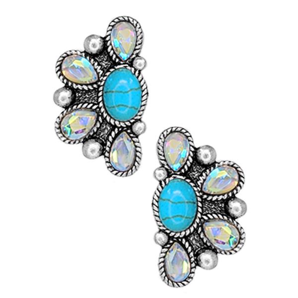 WESTERN TQ STONE POST EARRING