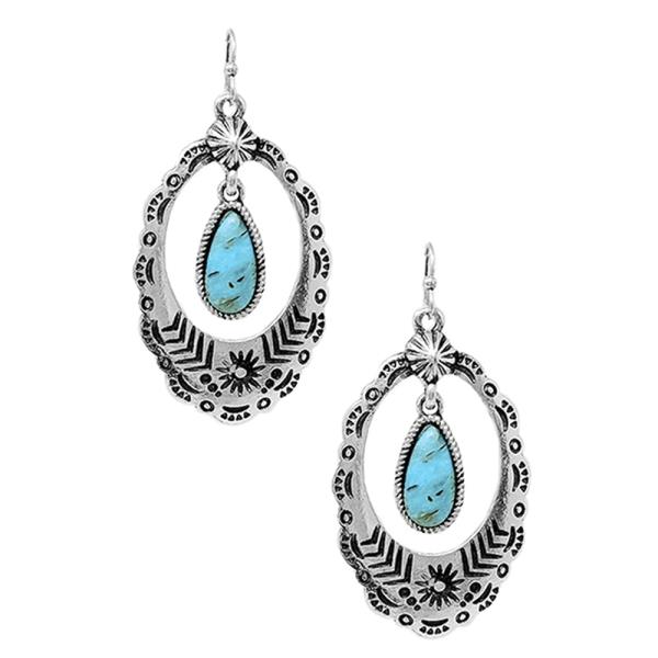 WESTERN TEARDROP TQ STONE DANGLE EARRING