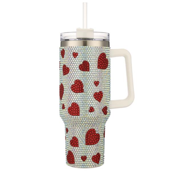 HEART 40 OZ TUMBLER WITH HANDLE STRAW