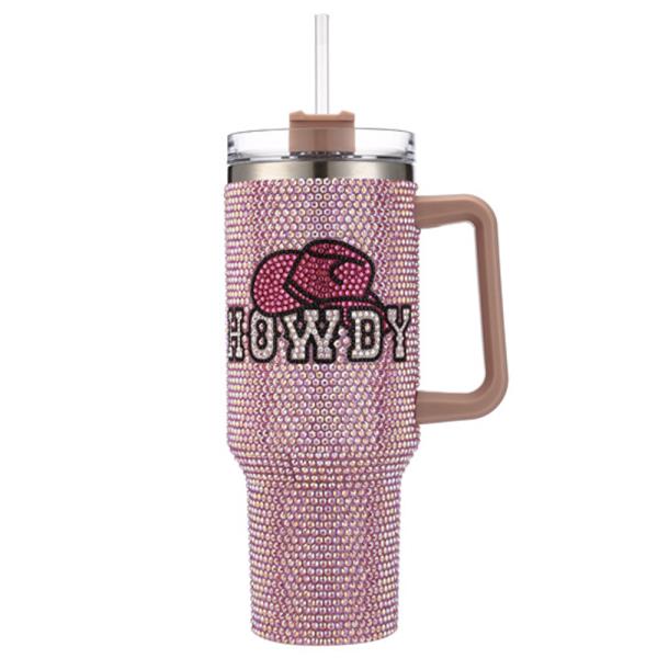 WESTERN HOWDY 40 OZ TUMBLER WITH HANDLE STRAW