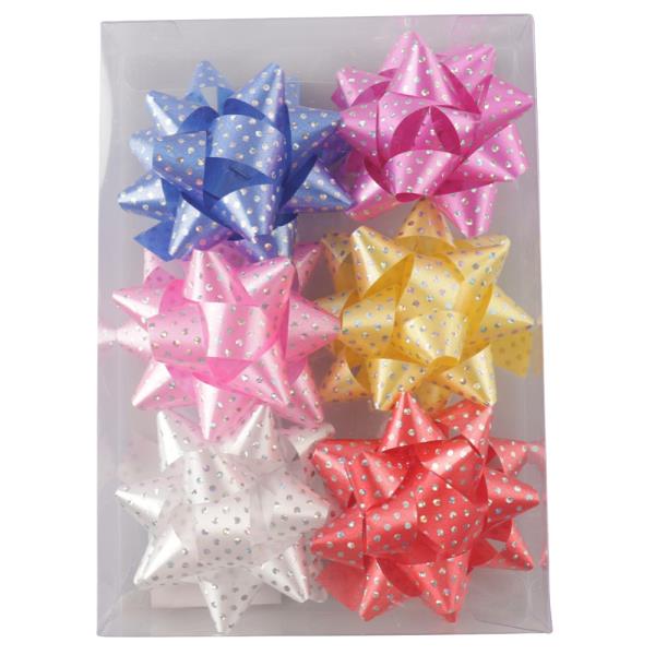 SELF ADHESIVE GLITTER STAR GIFT BOW (6 PC)