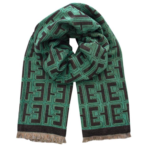 MONOGRAM DESIGN FRAYED EDGE OBLONG SCARF