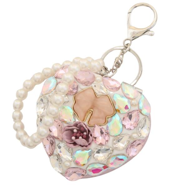 HEART TEARDROP STONE KEYCHAIN WITH PEARL