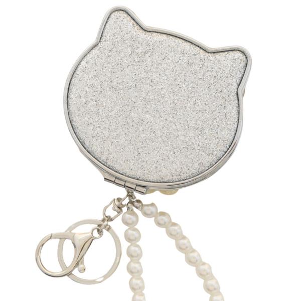 CAT RHINESTONE KEYCHAIN WITH PEARL HOLDER