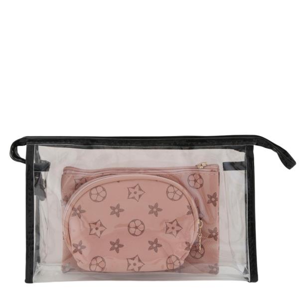 FLOWER STAR PATTERN CLEAR 3PC POUCH SET